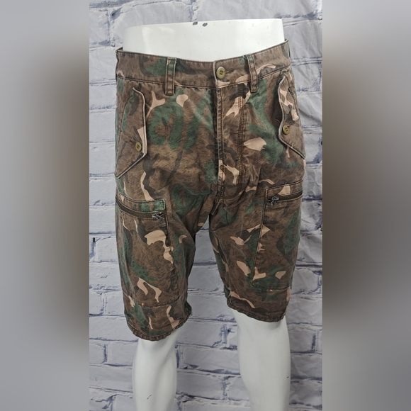 French Connection FCUK Men's Cargo Jean Shorts Vintage Y2K Camo Sz 30 Actual 32 - Picture 3 of 13